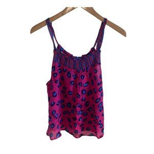 Anthropologie blue and pink Leopard Print Tank Top!